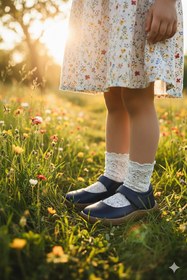 Resim Kiko Kids Lida %100 Deri Günlük Kız Çocuk Babet Ayakkabı Lacivert 