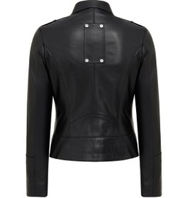 Resim Roma Kadın Siyah Biker Deri Ceket - Siyah / XL 