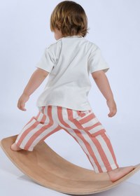 Resim Organik Pamuk Müslin Bebek Pantolonu Turuncu Çizgili - Turuncu / 6-9 Ay 