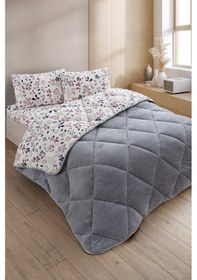 Resim Morena Battal Boy Lüx Wellsoft Yorgan Çift Taraflı - 2 Adet Yastık Kılıflı Yorgan Seti 215x235 Cm Gri 