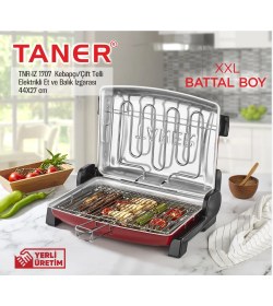Resim Taner Kebapçı Xxl Battal Boy Çift Telli Elektrikli Et ve Balık Izgarası 44X27CM 1450WATT 