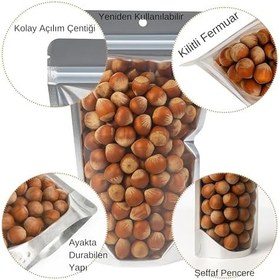 Resim Şeffaf Metalize Doypack Gıda Saklama Torbası, Zip Kilitli, (200, 20X30) 