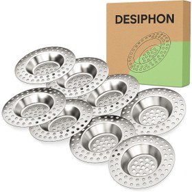 Resim DESIPHON 8'li 304 Paslanmaz Çelik Lavabo Süzgeci Seti | Gider Tıkanıklığı Önleyici Filtre Aparatı 