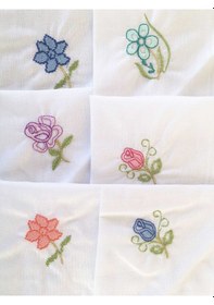 Resim Hediyelik İşlemeli Bayan Mendili 12 Adet 28x28 Cm 100 Pamuk Beyaz 