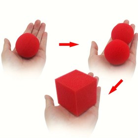 Resim 3 Parça Kırmızı Sünger Sihirbazlık Seti - Yuvarlaktan Kareye Kolay Dönüşüm, Başlangıç Seviyesi ve Sahne Performansları İçin Mükemmel, 14 Yaş ve Üzeri 
