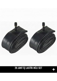 Resim 26 Jant İç Lastik 2'li Set - 26x1.75 / 2.125 Uyumlu - Oto Kalın Sibop 2 Adet Bisiklet İç Lastiği 