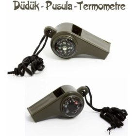 Resim Pusulalı Termometreli Düdük - Survival Askılı Düdük 