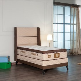 Resim Süper Ortopedik Lüx Yatak Baza Başlık Seti Kahve 90 x 190 CM 