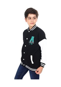 Resim Toontoy Kids Toontoy Erkek Çocuk Kolej Yaka Çıtçıt Kapama Cepli Düşük Omuz Nakış Baskılı Renk Bloklu Örme Hırka - 2 İplik Şardonlu Siyah 