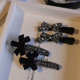 Resim 4 adet Şık Kadife Kurdele Saç Tokaları - Retro Şık Tarz, Şık Saçlar İçin Siyah Kadife Kurdele Barretler, Moda Aksesuarları | Parlayan Taş Tasarım | Yumuşak Malzeme Saç Tokaları 