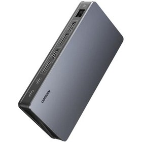 Resim Ugreen 2 HDMI 2 DisplayPort USB-A 3.2 Gen2 Type-C 100W Dock Station Koyu Gri 