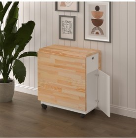 Resim Masif Ahşap Tablalı Katlanır Masa Çalışma Yemek Mutfak Masası Çam 