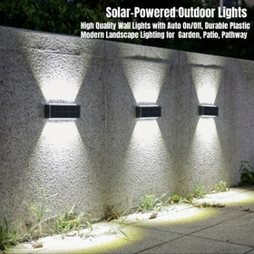 Resim 2 adet Güneş Enerjili Dış Mekan Bahçe Lambası Seti, 16 Led ile, Bahçeler ve Duvarlar için İdeal. Bu Dekoratif Peyzaj Lambaları, Çift Yönlü Duvar Yıkama Özelliği ile Mood Artılayıcılar, Yaz Balkonu Dekoru için Mükemmel. IP44 Dereceli, Kolay Kurulum, Dayanıklı Plastik Malzeme ve Bahçe Yollarını Aydınlatmak İçin Uygun. 