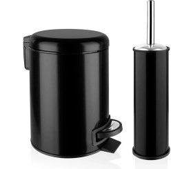 Resim Noble Life 2'li Banyo Seti 3 Lt Kova+Wc Fırça Siyah 