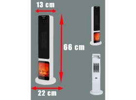 Resim Hoogar German OLED White Series Şömineli Ekran Dijital Göstergeli Fanlı Kule Tipi Seramik Isıtıcı Uzaktan Kumandalı 