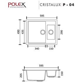 Resim Polex Cristalüx Granit Evye P-04 Beyaz 1.5 Gözlü Tezgah Altı Ve Tezgah Üstü Kare Mutfak Evyesi 59.5x49 CM 