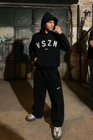 Resim classy moda "3 İplik kapüşonlu eşofman takım V S Z N harf baskılı, kanguru cepli, rahat oversize tasarım" 