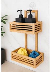 Resim Vıchy Bambu Banyo Askısı Br-6703 2 Katlı Kancalı X4 Ahşap 
