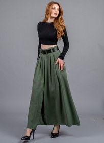 Resim MissVina Kemerli Beli Lastikli Maxi Uzun Etek 6856 