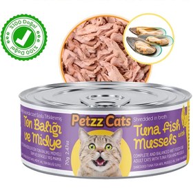 Resim PetzzCats Ton Balığı Midye Konserve Kedi Maması 1 Adet 70 Gr 