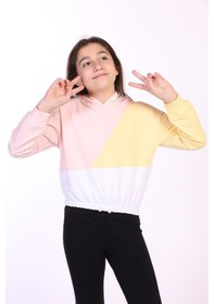 Resim Toontoy Kız Çocuk Garnili Kapüşonlu Sweatshirt Pudra 
