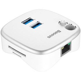 Resim Baseus Rj45 Tf Çok Fonsiyonlu Notebook Adaptörü Hub Dual Usb 3.0 Gümüş 