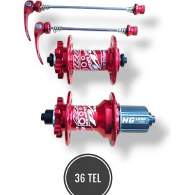 Resim Bisiklet Ön-Arka Göbek Takımı 36 Delik Pasak ( Mor ) 