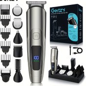Resim 6'sı 1 Arada Ayarlanabilir Saç Kesme Makinesi Seti, USB Şarjlı LCD Monitörlü, Sakal Vücud Burun Kulak Yüz Tıraş Bıçağı, Elektrikli Tıraş Makinesi Her Şey Dahil Güzellik Kiti, Babalar Günü Hediyesi 