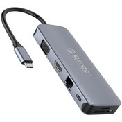 Resim Orico Type-C to USB 3.0 4K 30Hz VGA RJ45 PD Dönüştürücü HUB Koyu Gri 