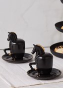 Resim St Morritz Black Horse 2 Kişilik Kahve Fincan Takımı 90 Ml 