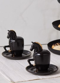 Resim St Morritz Black Horse 2 Kişilik Kahve Fincan Takımı 90 Ml 