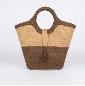 Resim Durush Collection El İşçiliği Tek Üretim Plaj Çantası Kahverengi-bej 