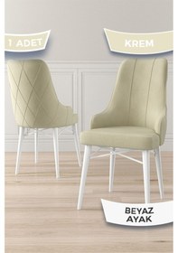 Resim Canisa Neta Serisi, 1.sınıf Babyface Kumaş Krem Sandalye, Beyaz Gürgen Ayak Sandalye Krem Ayakları Beyaz 