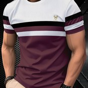 Resim Erkek Moda T-Shirt, Böcek Başlı ve Çizgili Tasarım - Şık Beyaz, Kırmızı ve Siyah Kısa Kollu Tee, Günlük Giyim İçin 