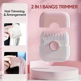 Resim 1 Adet Çift Taraflı Saç Kesme Taranası - 2'si 1 Arada Taşınabilir Perçem Düzeltici & Evcil Hayvan Bakım Aleti, Çocuklar, Evcil Hayvanlar ve Ev Kullanımı İçin ABS Plastik Çok Fonksiyonlu Saç Tarak, Şık Estetik Tasarım, Ergonomik Yapı, İnce Diş Düzenlemesi 