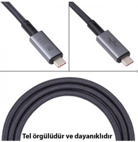 Resim Polham 1MT USB 4.0 240W Thunderbolt Type-C to Type-C Şarj, Data ve 8K 60Hz Görüntü Aktarım Kablosu 