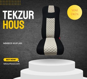 Resim Minibüs Geçme Kılıflar (Universal) - Krem / 15 Yolcu + 1 Şoför = 16 Koltuk (15+1) 