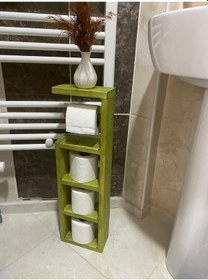 Resim Dekoratif Ahşap Tuvalet Kağıdı Standı 