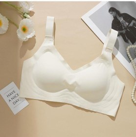 Resim Hafif Dikişsiz Hiç Yok Hissi Veren Lazer Kesim İz Yapmaz Günlük Yoga Spor Da Estetik Zarif Sütyen Ekru 