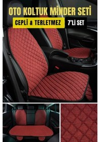 Resim Volkswagen Polo 2009-2017 6rterletmez Kaymaz Keten Oto Minder Kılıf Komple Set 7 Parça Kırmızı Ön Ve Arka 