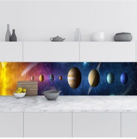 Resim Mutfak Tezgah Arası Folyo Fayans Kaplama Folyosu Güneş Ve Gezegenler 