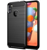 Resim Microcase Samsung Galaxy M11 Brushed Carbon Fiber Silikon Kılıf 