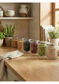 Resim Leelahome 6'lı Set Metal Vakum Kapaklı Cam Saklama Kabı 1000 Ml Şeffaf 