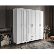 Resim GuneyStore | Gözde 6 Kapaklı Komple MDF Beyaz Gardırop – Elbise Dolabı 