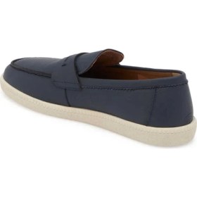 Resim Tergan Lacivert Hakiki Deri Erkek Loafer - E24I1AY56705-A38 