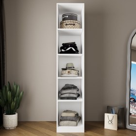 Resim Bimossa KA10 Goss Tekli Kapaksız Raflı Gardırop, Açık Giyinme Dolabı, Beyaz Modern Tasarım Elbise ve Kıyafet Dolabı 