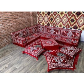 Resim Coton Şark Köşesi Atlantis Desenli Minder, Kilim,Orta Puf Konsept 