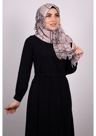Resim Hürrem Bone Pudra Pratik Hazır Geçmeli Tesettür Eşarp Kesik Elyaf Piliseli Çi (545491633) Pudra 
