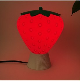 Resim Frulamp-tab Çilek Temalı Abajur Gece Lambası Masa Tipi Kırmızı - Beyaz 