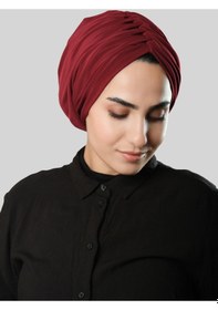 Resim Hürrem Bone Bordo Drapeli Salaş Tesettür Bone Sandy Büzgülü 2315 16 Bordo 